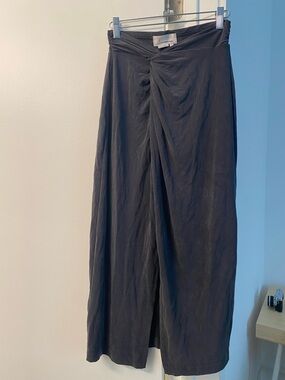 Grey Twisted Front Midi Skirt - Women